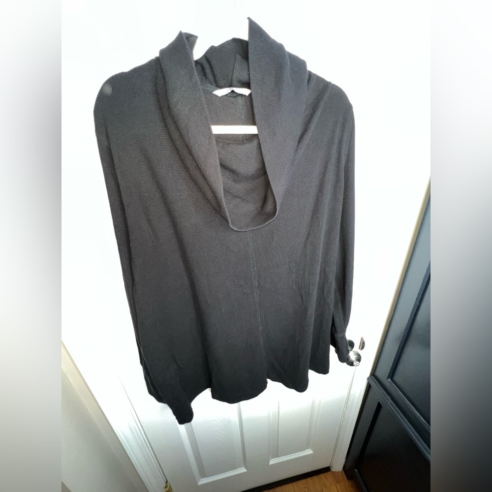 AnyBody X Large Black Loungewear Tunic Top Cowl Neck Waffle Knit Long Sleeve XL - Picture 11 of 12
